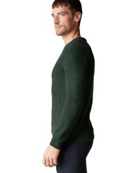 dunkelgrüner Pullover mit einem Rundhalsausschnitt von Marc O'Polo