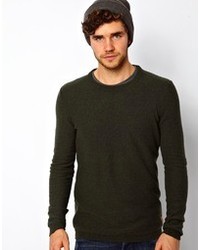 dunkelgrüner Pullover mit einem Rundhalsausschnitt von Minimum