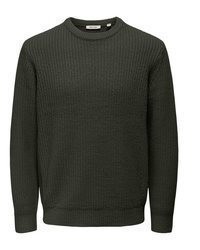 dunkelgrüner Pullover mit einem Rundhalsausschnitt von ONLY & SONS
