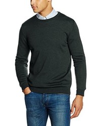 dunkelgrüner Pullover mit einem Rundhalsausschnitt von Paul James Knitwear