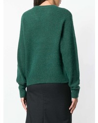 dunkelgrüner Pullover mit einem Rundhalsausschnitt von Frenken