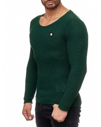 dunkelgrüner Pullover mit einem Rundhalsausschnitt von Redbridge
