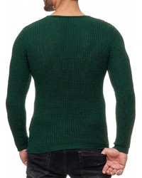 dunkelgrüner Pullover mit einem Rundhalsausschnitt von Redbridge