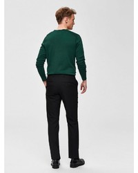 dunkelgrüner Pullover mit einem Rundhalsausschnitt von Selected Homme