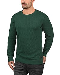 dunkelgrüner Pullover mit einem Rundhalsausschnitt von Solid