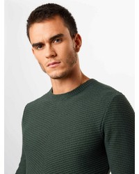 dunkelgrüner Pullover mit einem Rundhalsausschnitt von Solid