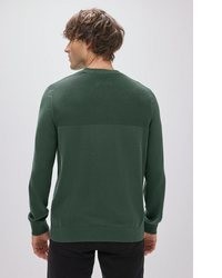 dunkelgrüner Pullover mit einem Rundhalsausschnitt von STREET ONE MEN