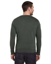 dunkelgrüner Pullover mit einem Rundhalsausschnitt von Tom Tailor