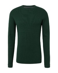 dunkelgrüner Pullover mit einem Rundhalsausschnitt von Tom Tailor Denim