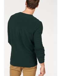 dunkelgrüner Pullover mit einem Rundhalsausschnitt von Tom Tailor Denim