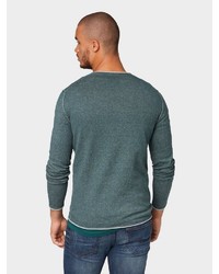 dunkelgrüner Pullover mit einem Rundhalsausschnitt von Tom Tailor Denim