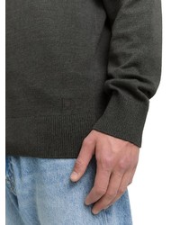 dunkelgrüner Pullover mit einem Rundhalsausschnitt von Tom Tailor Denim