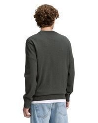 dunkelgrüner Pullover mit einem Rundhalsausschnitt von Tom Tailor Denim