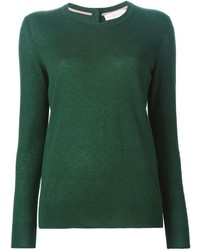 dunkelgrüner Pullover mit einem Rundhalsausschnitt von Tory Burch