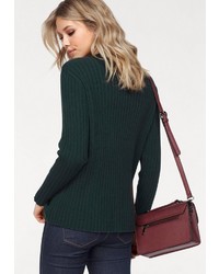 dunkelgrüner Pullover mit einem Rundhalsausschnitt von Vero Moda