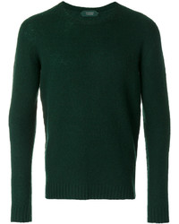 dunkelgrüner Pullover mit einem Rundhalsausschnitt von Zanone