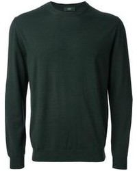 dunkelgrüner Pullover mit einem Rundhalsausschnitt von Zanone