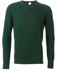 dunkelgrüner Pullover mit einem V-Ausschnitt von Aspesi