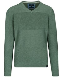 dunkelgrüner Pullover mit einem V-Ausschnitt von BASEFIELD