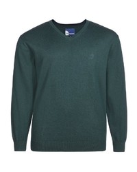 dunkelgrüner Pullover mit einem V-Ausschnitt von Big fashion