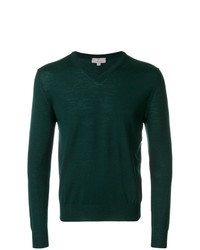 dunkelgrüner Pullover mit einem V-Ausschnitt von Canali