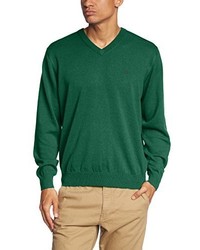 dunkelgrüner Pullover mit einem V-Ausschnitt von Casamoda