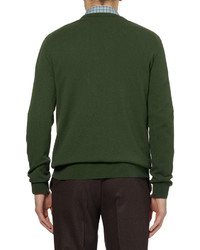 dunkelgrüner Pullover mit einem V-Ausschnitt von Dunhill