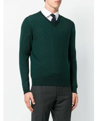 dunkelgrüner Pullover mit einem V-Ausschnitt von Canali