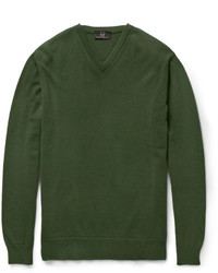 dunkelgrüner Pullover mit einem V-Ausschnitt von Dunhill
