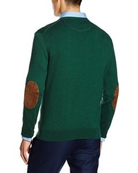 dunkelgrüner Pullover mit einem V-Ausschnitt von El Ganso