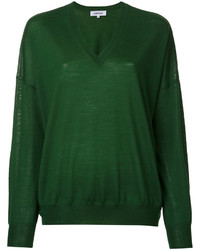dunkelgrüner Pullover mit einem V-Ausschnitt von Enfold