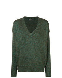 dunkelgrüner Pullover mit einem V-Ausschnitt von Etro