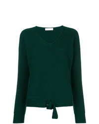 dunkelgrüner Pullover mit einem V-Ausschnitt von Fabiana Filippi