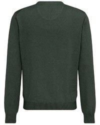 dunkelgrüner Pullover mit einem V-Ausschnitt von Fynch Hatton
