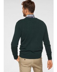 dunkelgrüner Pullover mit einem V-Ausschnitt von Gant
