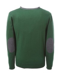 dunkelgrüner Pullover mit einem V-Ausschnitt von H. Moser