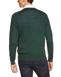 dunkelgrüner Pullover mit einem V-Ausschnitt von Merc of London