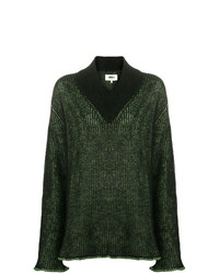 dunkelgrüner Pullover mit einem V-Ausschnitt von MM6 MAISON MARGIELA