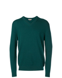 dunkelgrüner Pullover mit einem V-Ausschnitt von N.Peal