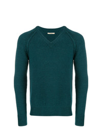 dunkelgrüner Pullover mit einem V-Ausschnitt von Nuur