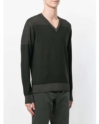 dunkelgrüner Pullover mit einem V-Ausschnitt von Tomas Maier