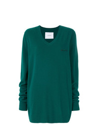 dunkelgrüner Pullover mit einem V-Ausschnitt von PushBUTTON
