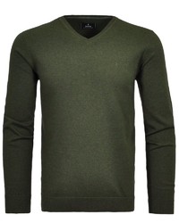 dunkelgrüner Pullover mit einem V-Ausschnitt von RAGMAN
