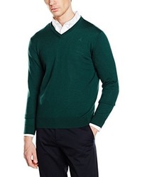 dunkelgrüner Pullover mit einem V-Ausschnitt von Scalpers