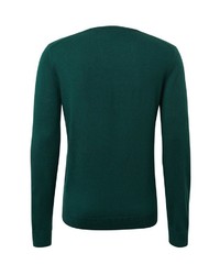 dunkelgrüner Pullover mit einem V-Ausschnitt von Tom Tailor