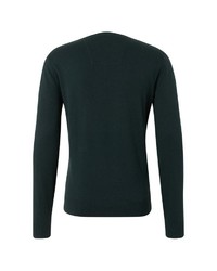 dunkelgrüner Pullover mit einem V-Ausschnitt von Tom Tailor