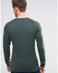 dunkelgrüner Pullover mit einem V-Ausschnitt von Esprit