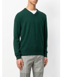 dunkelgrüner Pullover mit einem V-Ausschnitt von Ballantyne