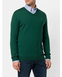 dunkelgrüner Pullover mit einem V-Ausschnitt von Polo Ralph Lauren