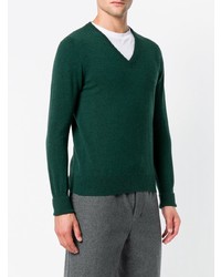 dunkelgrüner Pullover mit einem V-Ausschnitt von Ballantyne